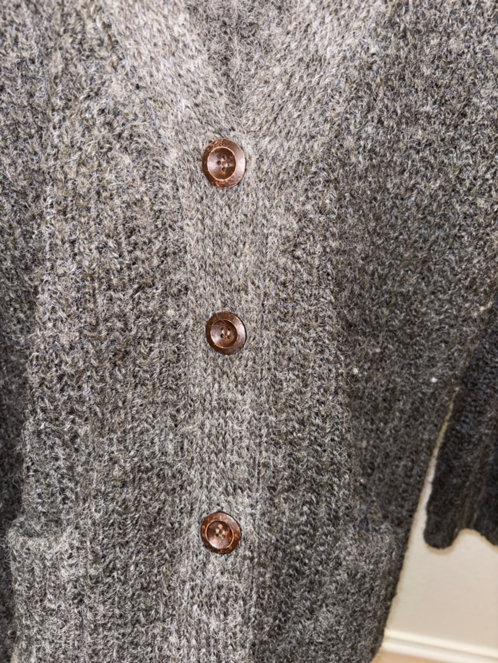 Anine Bing Charcoal Gray Textured V-Neck Cardigan - Picture 6 of 8